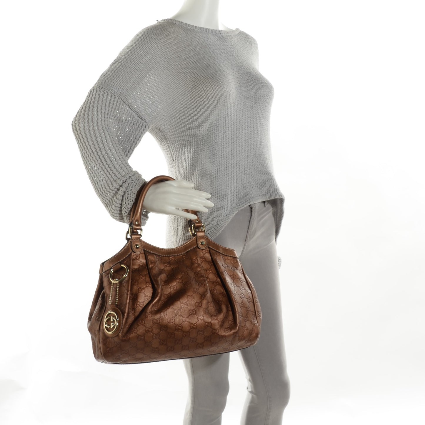 Metallic Guccissima Medium Sukey Tote Bronze