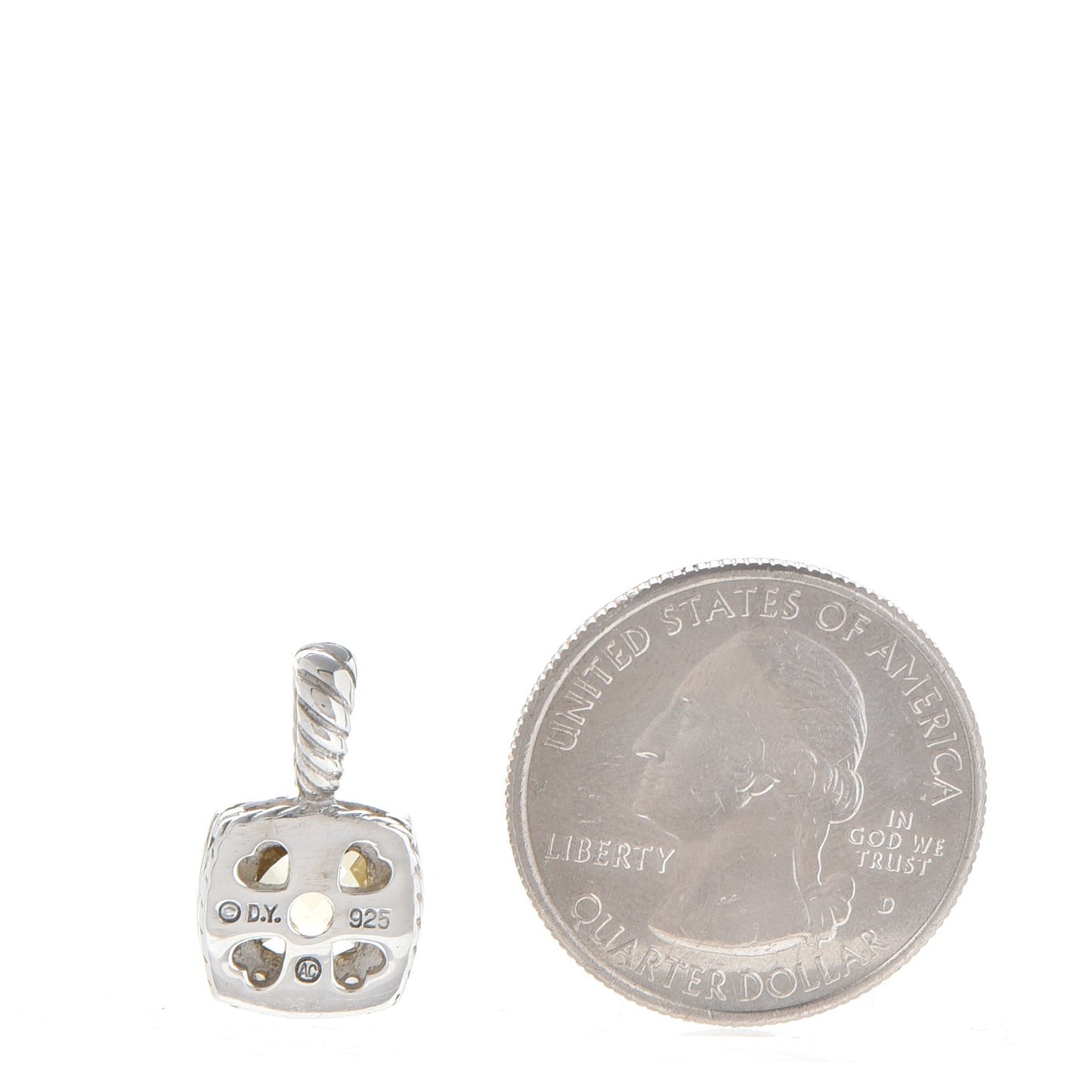 Sterling Silver Diamond Citrine 7mm Petite Albion Pendant