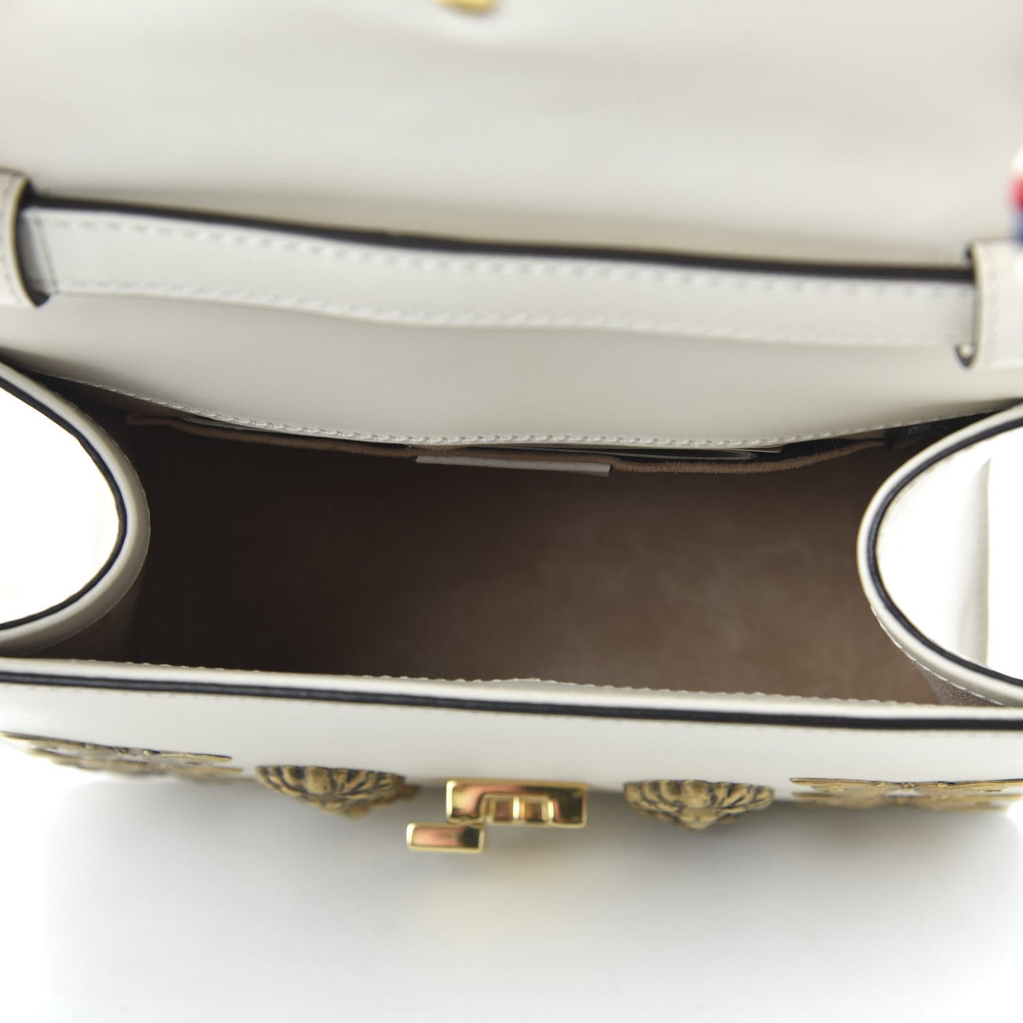 Calfskin Animal Studs Mini Sylvie Top Handle Bag White