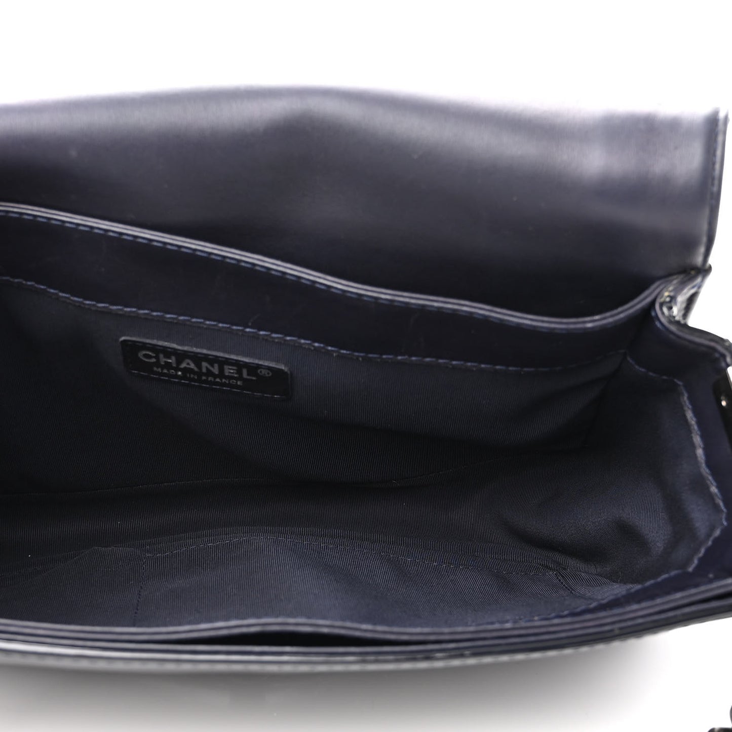 Patent New Medium Boy Reverso Flap Navy