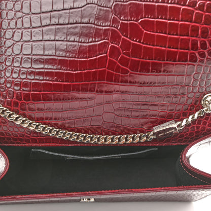 Saint Laurent Calfskin Crocodile Embossed Medium Classic Monogram Kate Tassel Satchel Dark Red 5 of 8