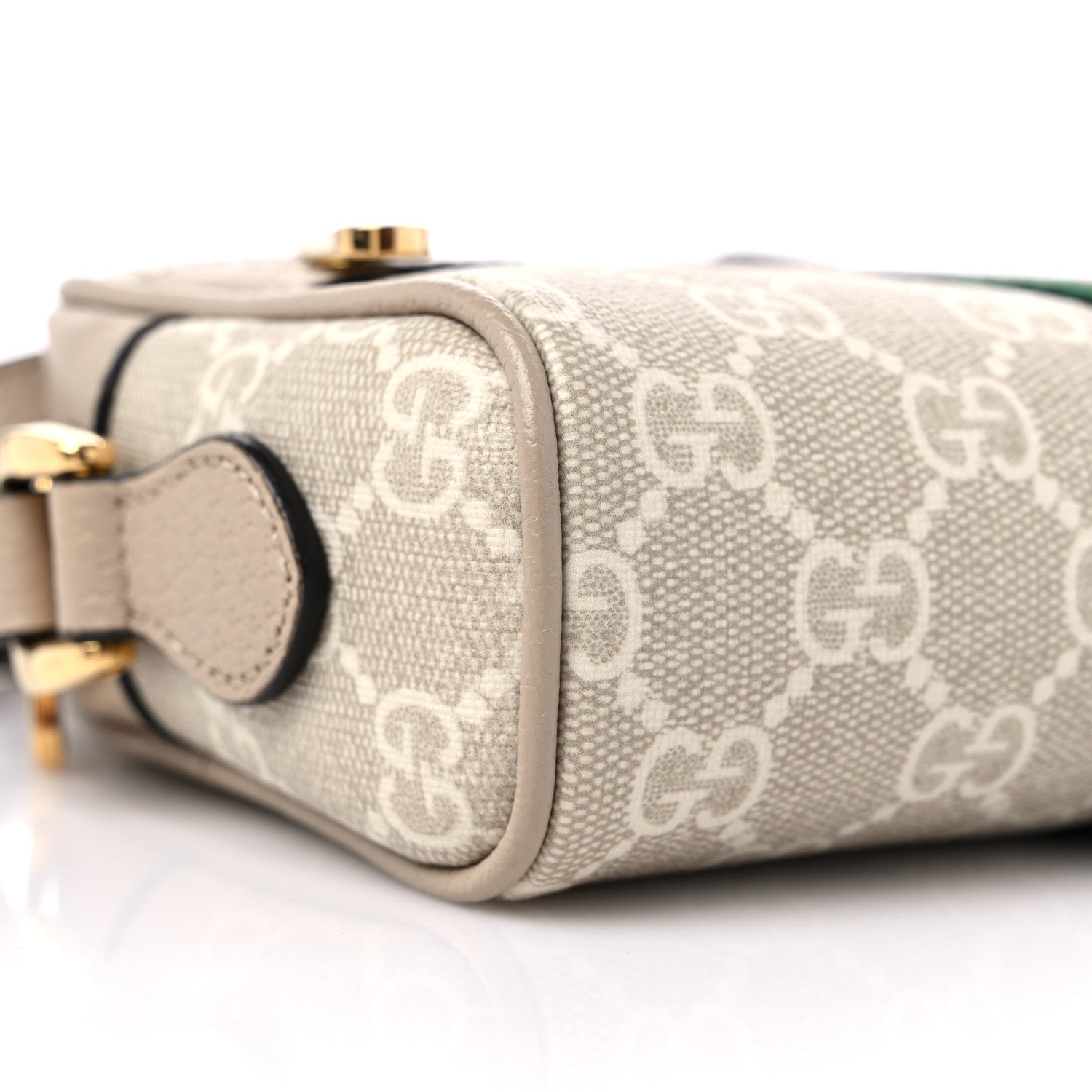 Gucci GG Supreme Monogram Textured Calfskin Web Mini Ophidia Shoulder Bag Beige Mystic White Oatmeal 8 of 10