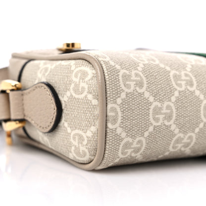 Gucci GG Supreme Monogram Textured Calfskin Web Mini Ophidia Shoulder Bag Beige Mystic White Oatmeal 8 of 10