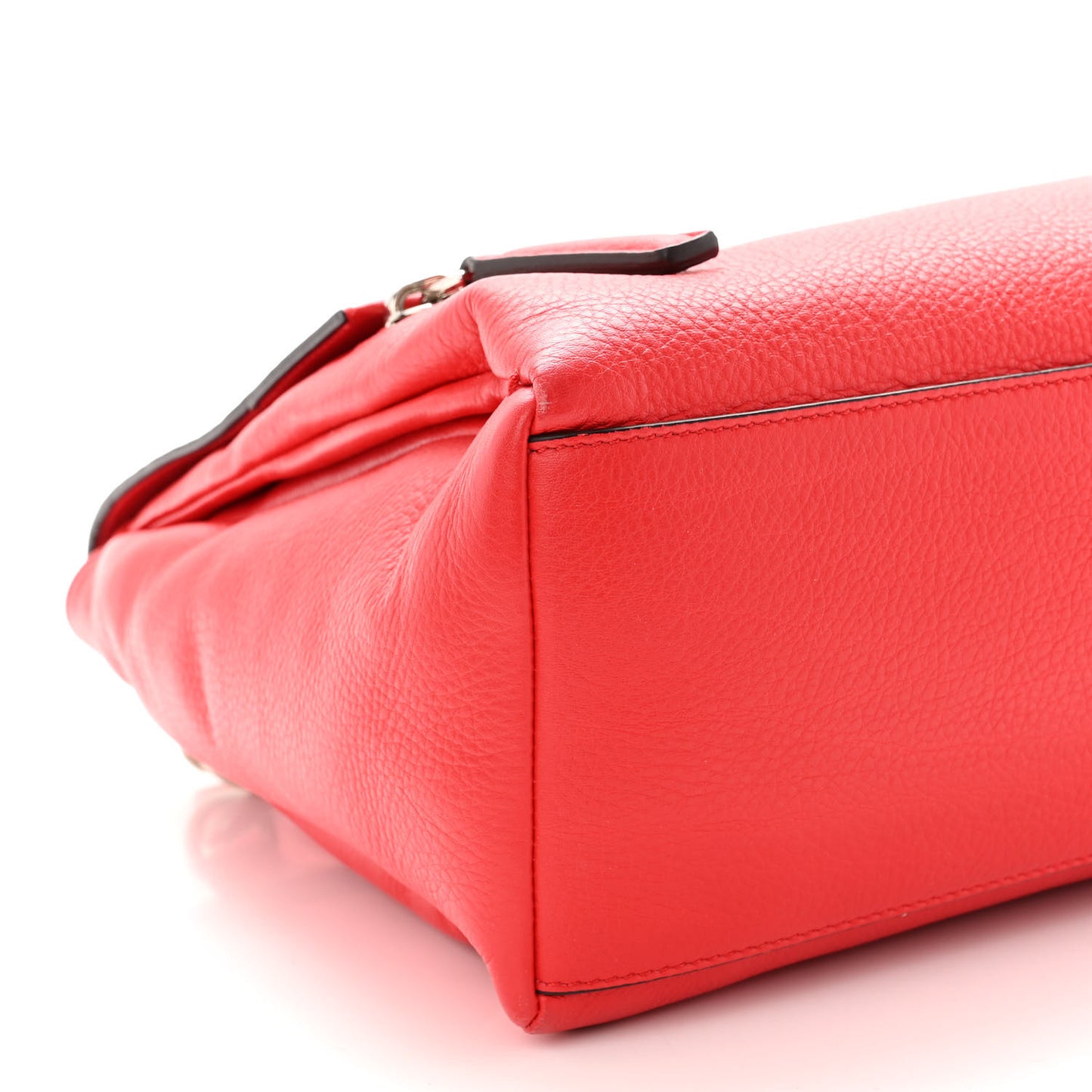 Waxy Grained Calfskin Mini Pandora Pure Flap Bag Medium Red