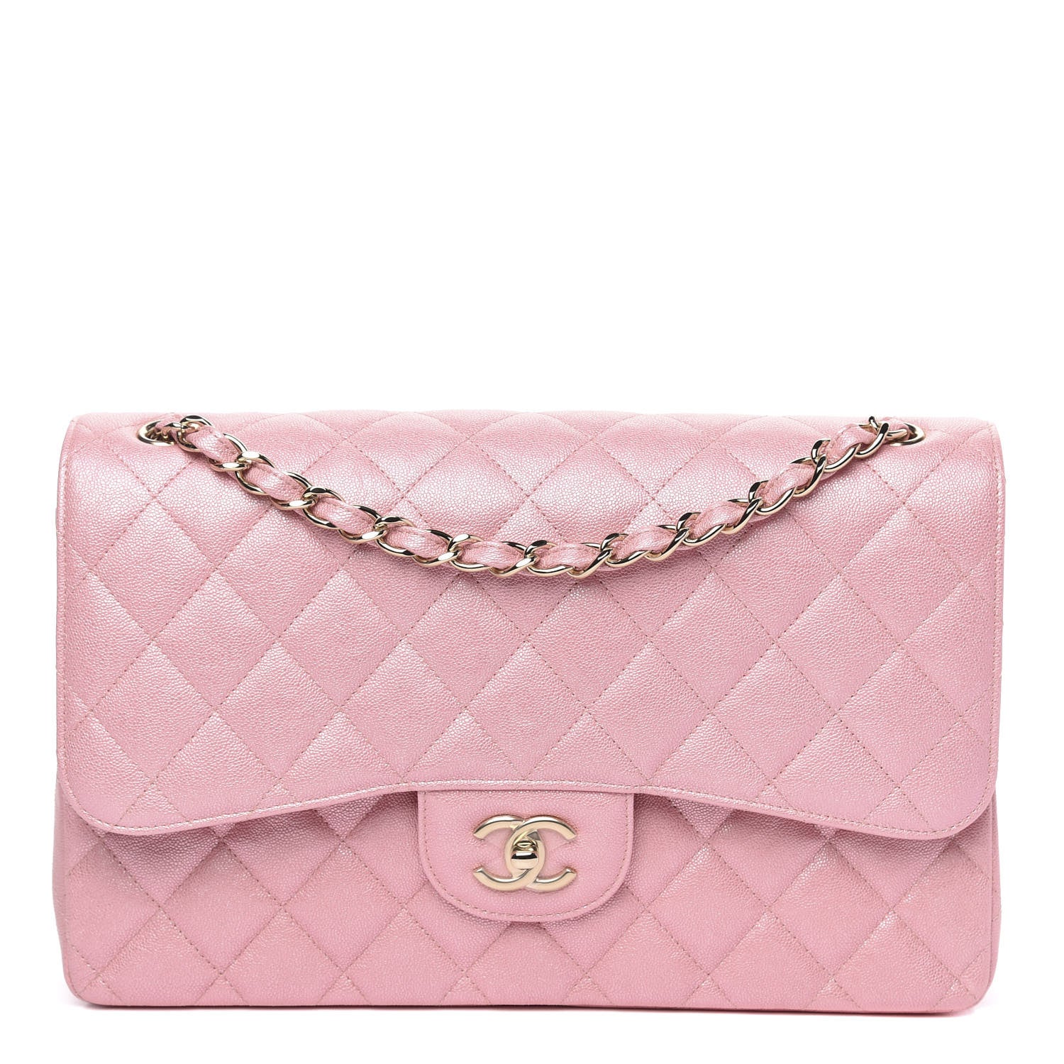 Chanel Iridescent Caviar Quilted Jumbo Double Flap Rose Pink 1 of 11
