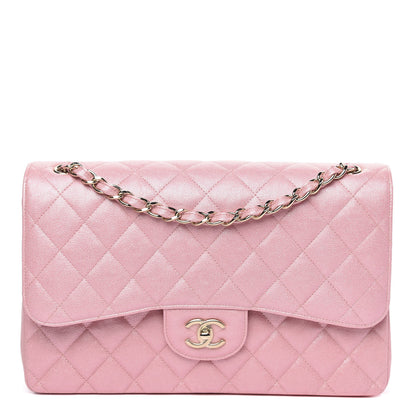 Chanel Iridescent Caviar Quilted Jumbo Double Flap Rose Pink 1 of 11