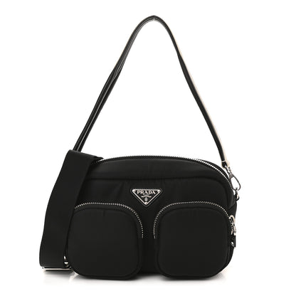 Prada Tessuto Nylon Pocket Cargo Shoulder Bag Black White 1 of 10