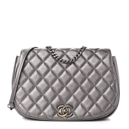 Chanel Metallic Calfskin Quilted Casual Pocket Messenger Flap Silver 1 of 11