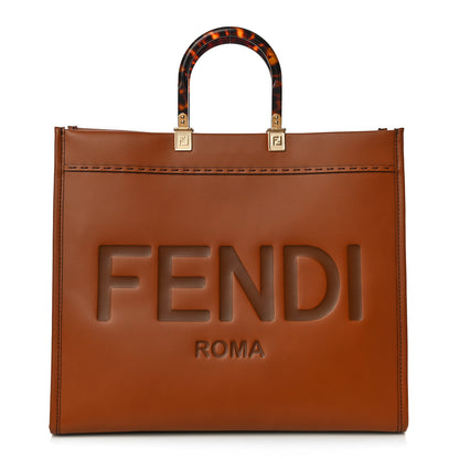Fendi Vitello King Plexiglass Large Fendi Sunshine Shopper Tote Cuoio 1 of 10