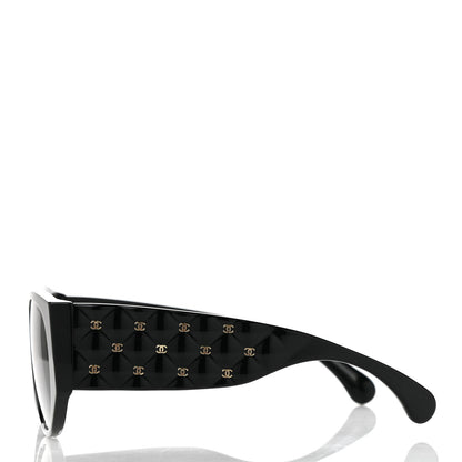 Chanel Acetate Quilted CC Pilot Sunglasses 71465 Black 3 of 8