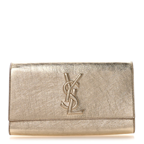 Metallic Calfskin Monogram Large Belle De Jour Clutch Gold
