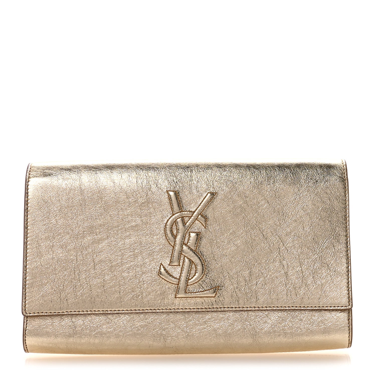 Saint Laurent Metallic Calfskin Monogram Large Belle De Jour Clutch Gold 1 of 6