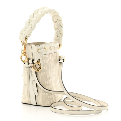 Fendi Canvas Nappa F is Fendi FF Embroidered Mini Mon Tresor Bucket Bag White Ice 3 of 12