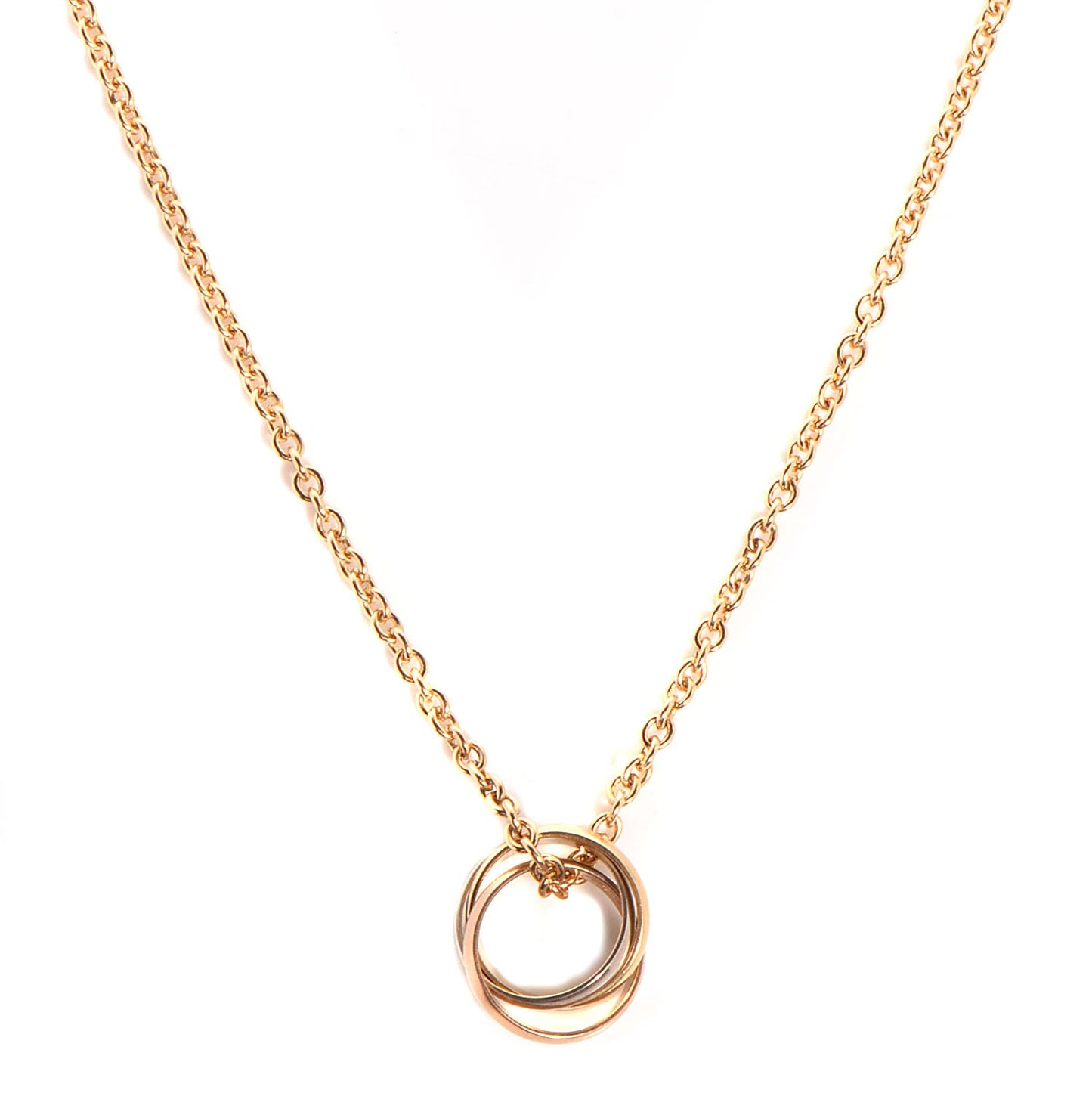 18K Pink Yellow White Gold Trinity Pendant Necklace