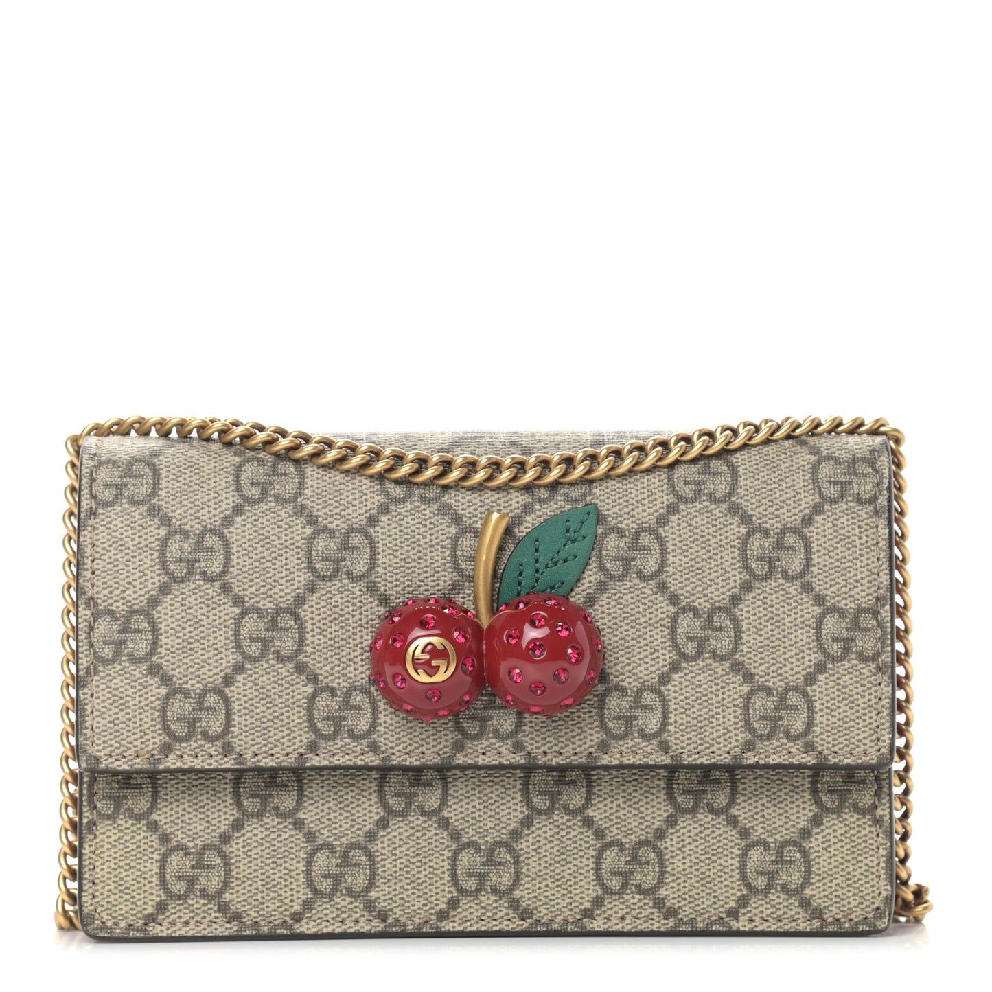 GG Supreme Monogram Mini Cherry Chain Bag