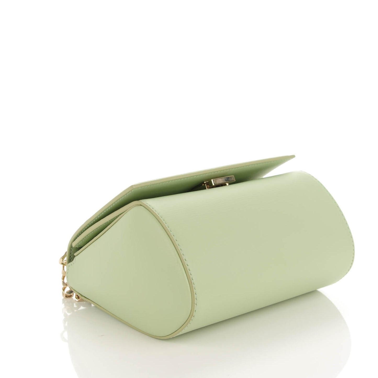 Textured Calfskin Mini Pandora Box Chain Crossbody Bag Aqua Green