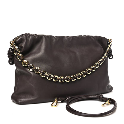 Loewe Mellow Nappa Donut Chain Large Flamenco Knot Clutch Dark Brownie 3 of 10
