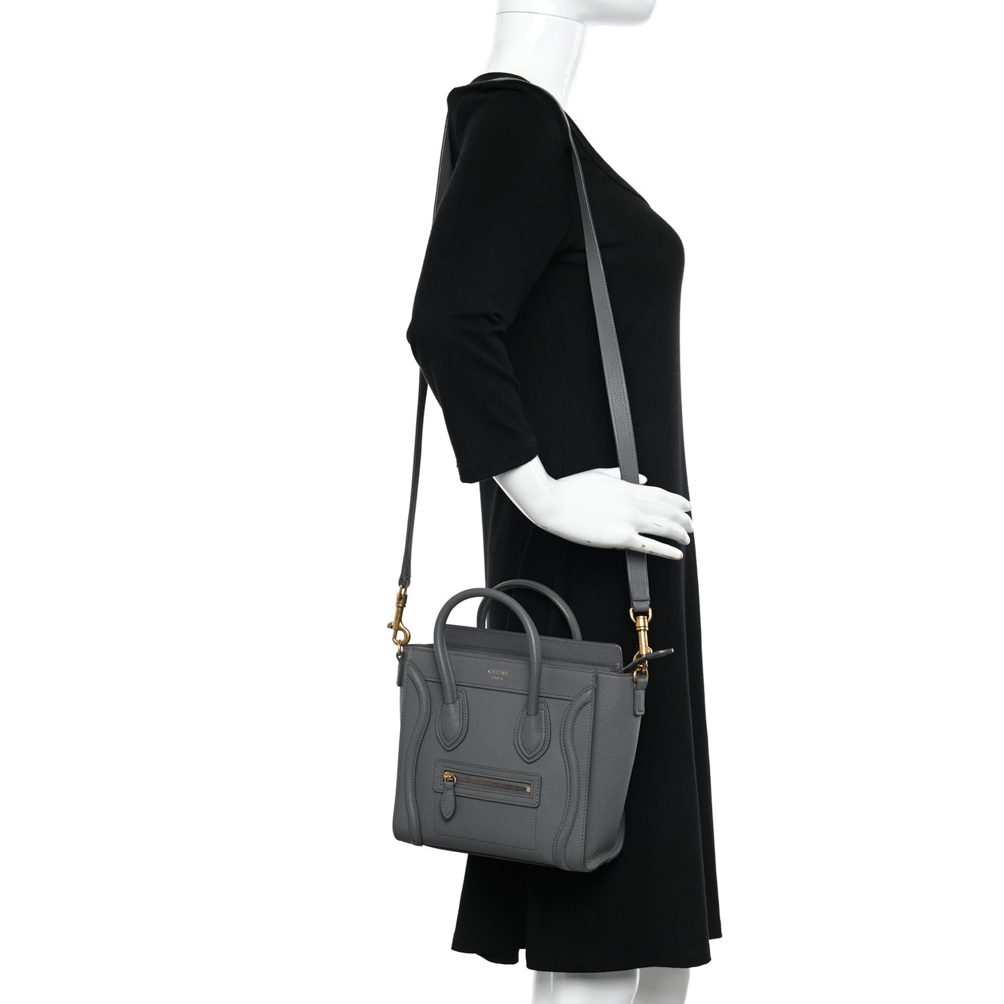 Baby Drummed Calfskin Nano Luggage Kohl