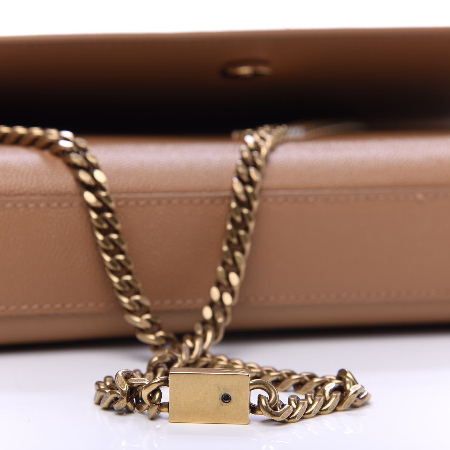 Saint Laurent Grain De Poudre Medium Monogram Kate Satchel Dark Beige 10 of 11
