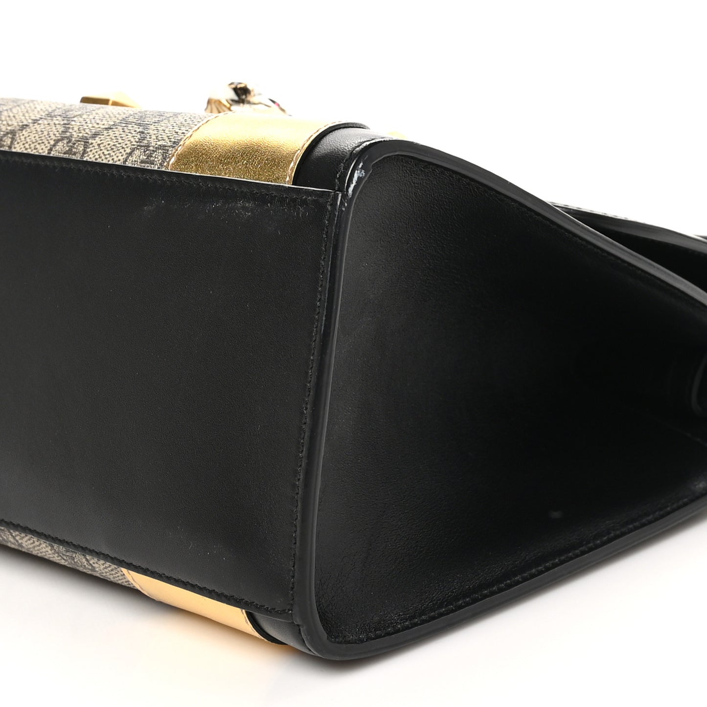 GG Supreme Monogram Small Osiride Top Handle Bag Black Gold