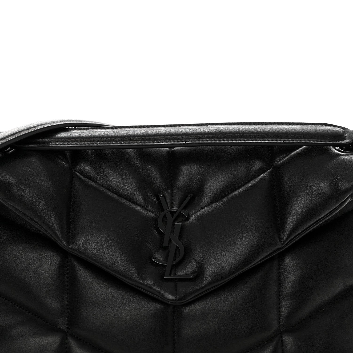 Saint Laurent Lambskin Quilted Monogram Monochrome Medium Loulou Puffer Chain Satchel Black 8 of 13