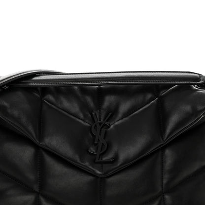 Saint Laurent Lambskin Quilted Monogram Monochrome Medium Loulou Puffer Chain Satchel Black 8 of 13
