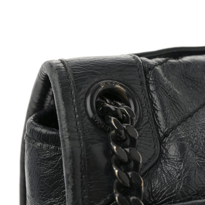 Saint Laurent Crinkled Calfskin Matelasse Monogram Large Niki Chain Satchel Black 11 of 12