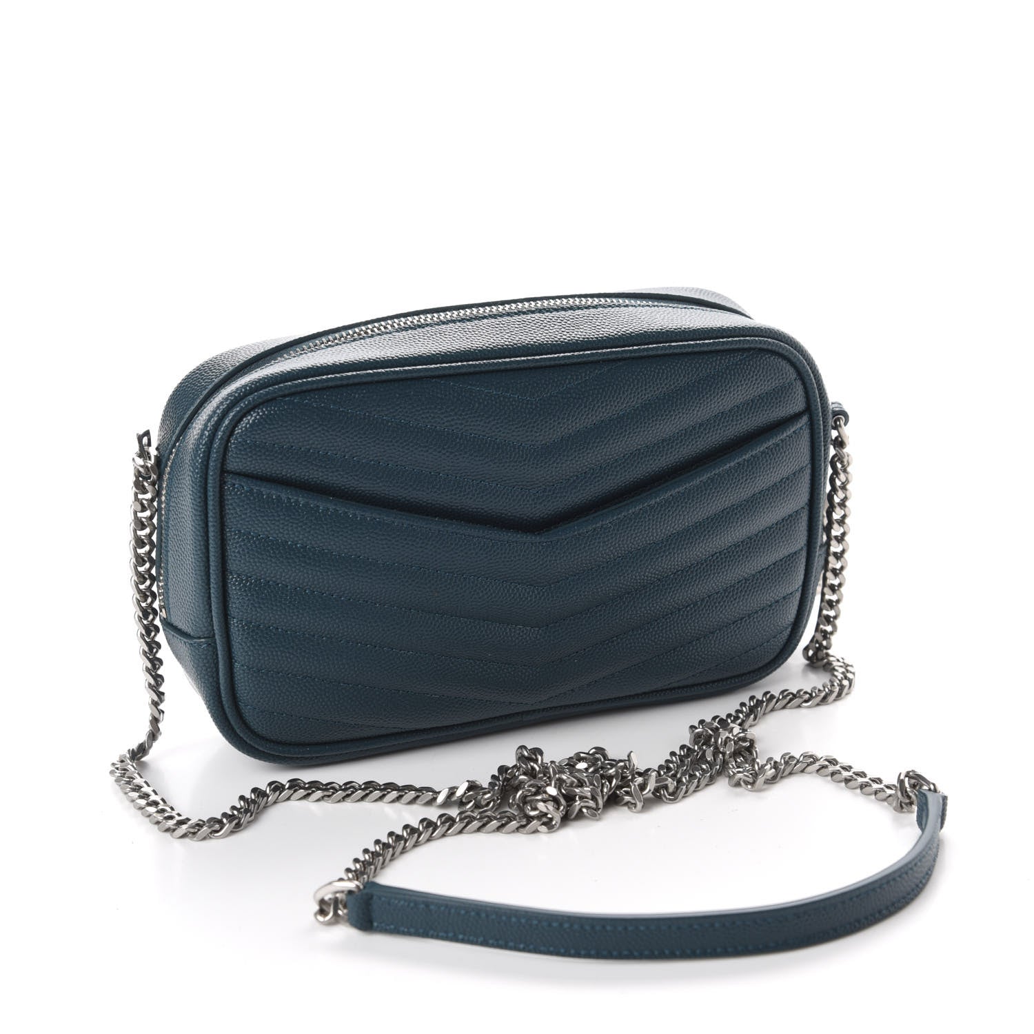 Saint Laurent Grain De Poudre Matelasse Monogram Mini Lou Camera Bag Petrol Green 3 of 11