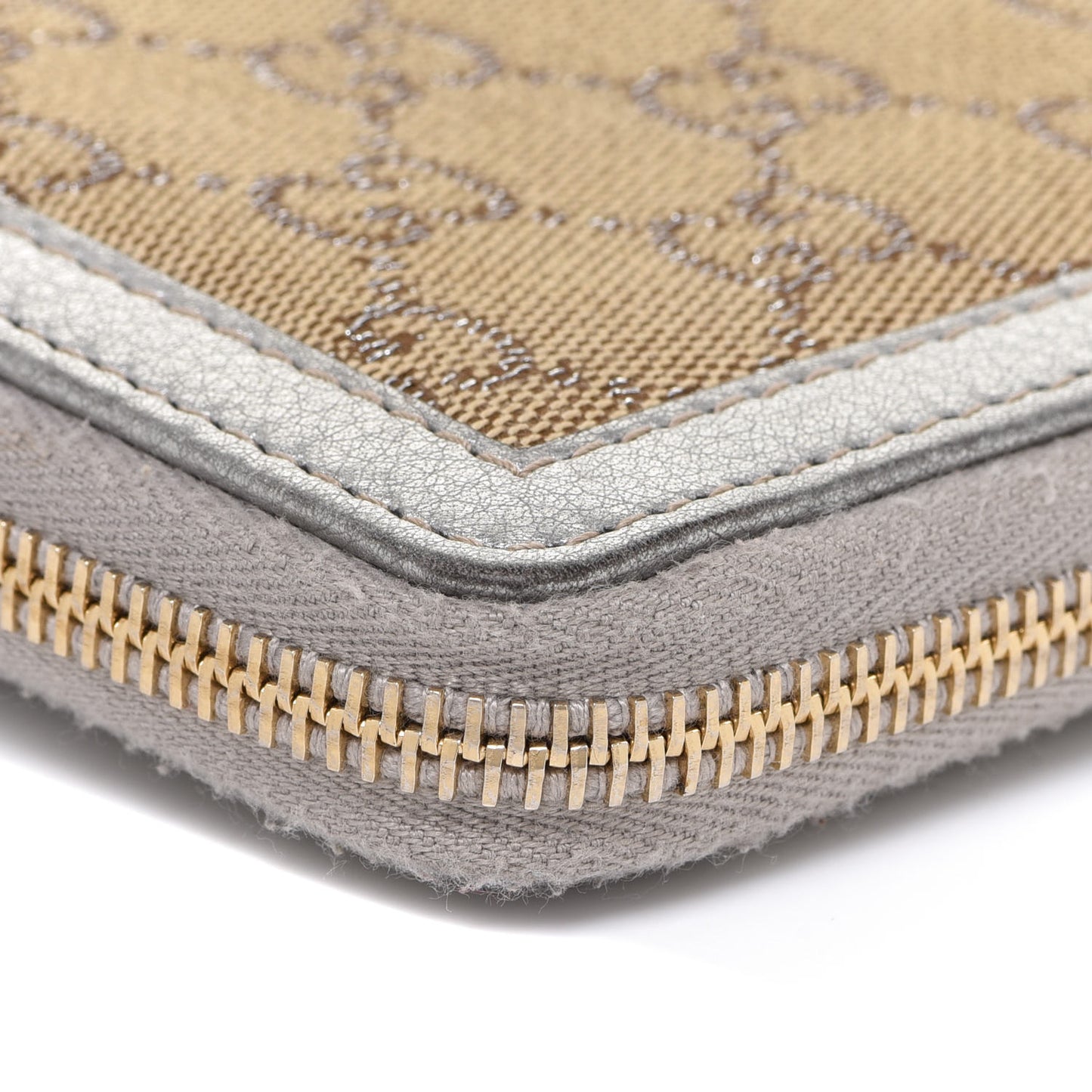 Monogram Bamboo Zip Around Compact Wallet Silver