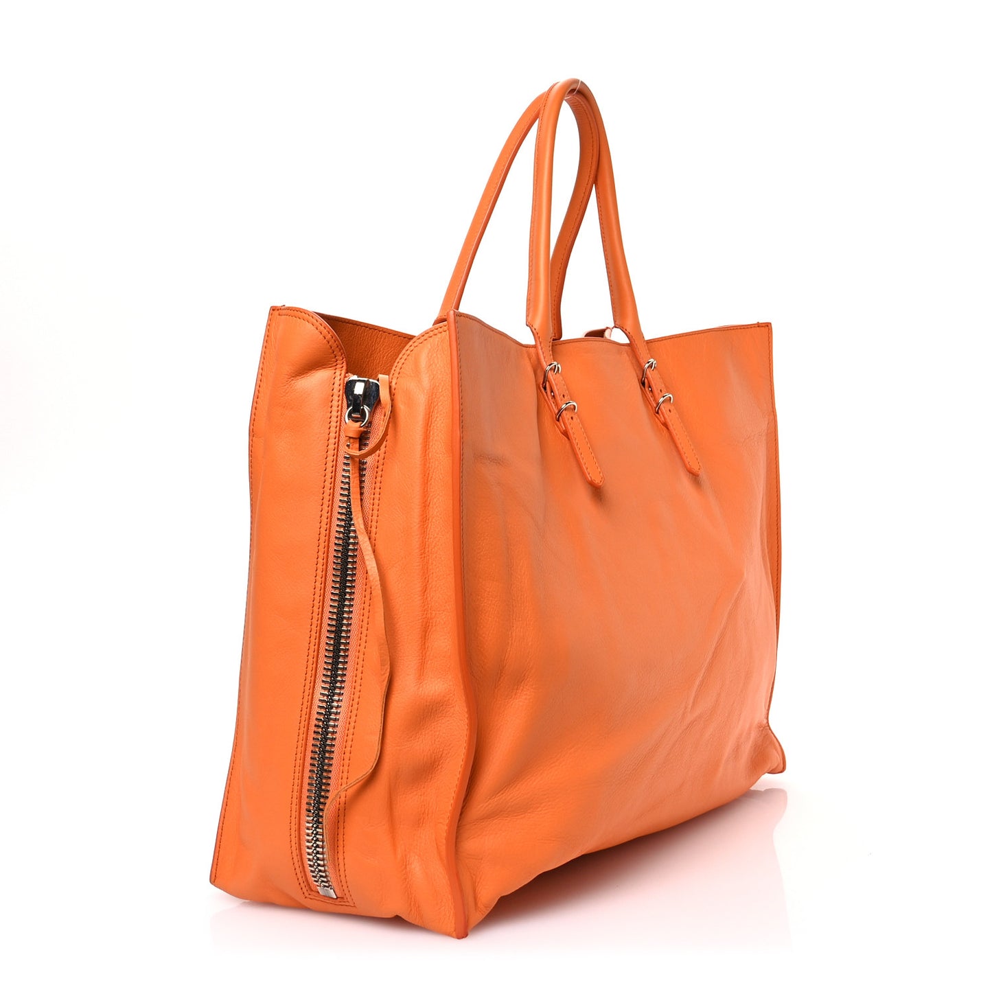 Veau Papier A4 Zip Around Tote Mandarine