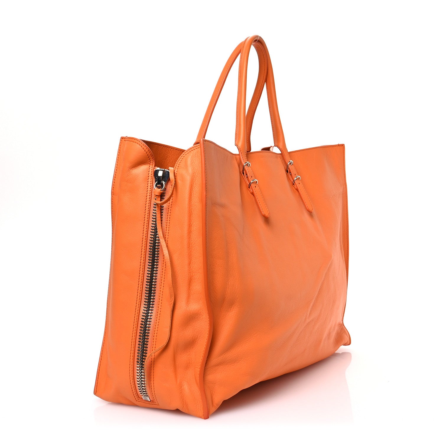 Balenciaga Veau Papier A4 Zip Around Tote Mandarine 4 of 13