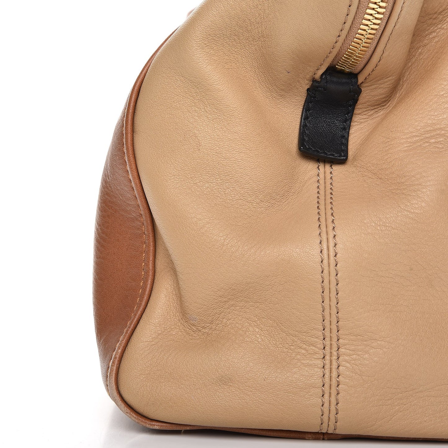 Calfskin Large Chameleon Tote Cognac Camel Black