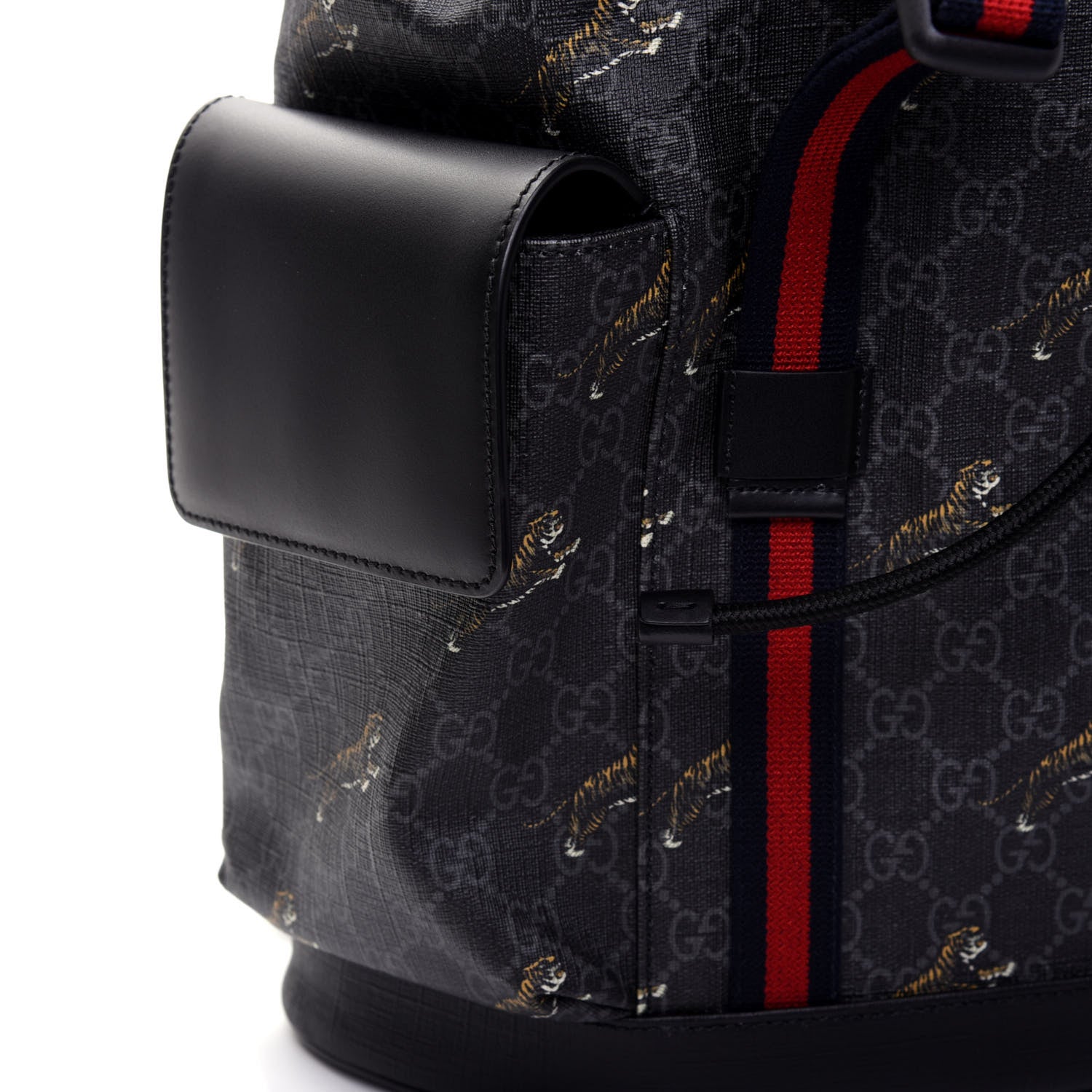 Gucci GG Supreme Monogram Tigers Double Buckle Backpack Black Multicolor 13 of 17