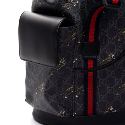 Gucci GG Supreme Monogram Tigers Double Buckle Backpack Black Multicolor 13 of 17