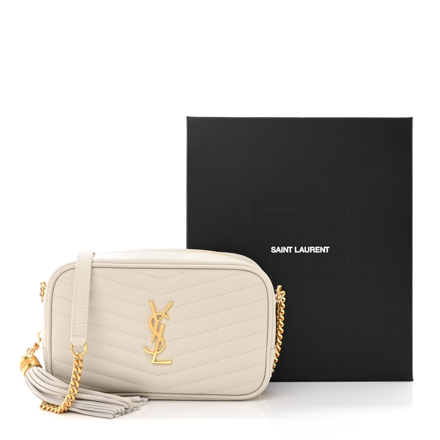 Saint Laurent Grain De Poudre Matelasse Monogram Mini Lou Camera Bag Crema Soft 11 of 11