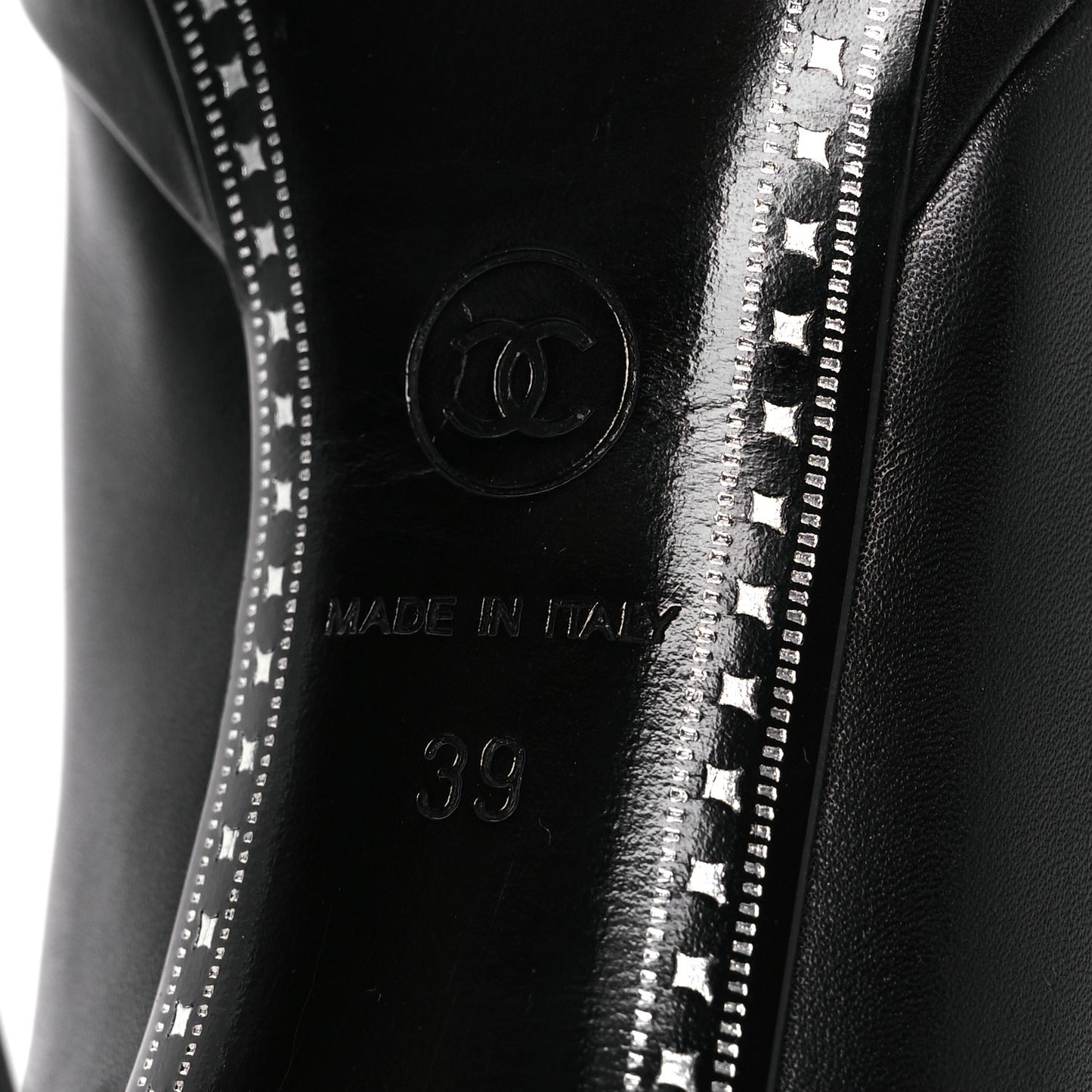 Calfskin Cap Toe CC Pumps 39 Black Silver
