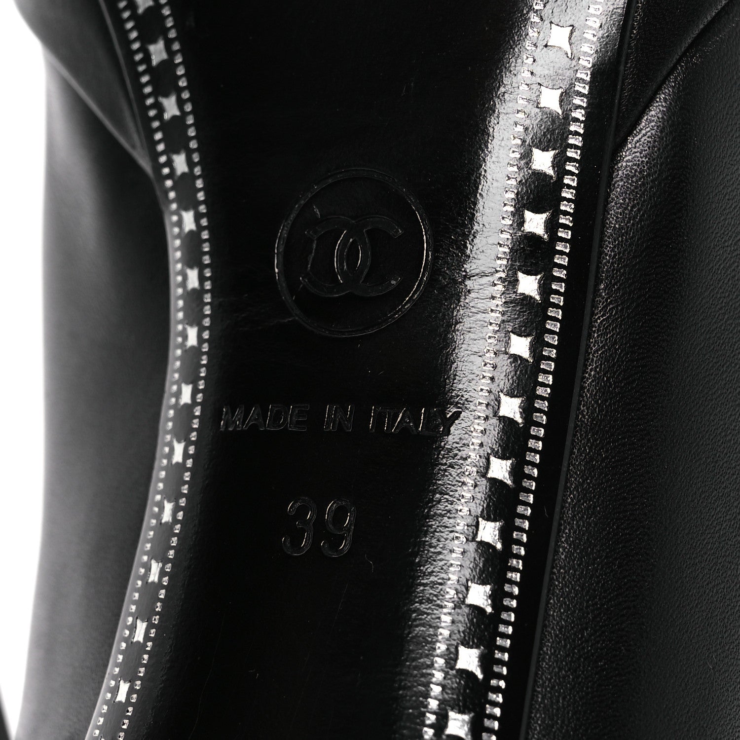 Chanel Calfskin Cap Toe CC Pumps 39 Black Silver 8 of 14