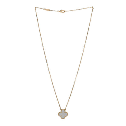 Van Cleef & Arpels 18K Yellow Gold Mother of Pearl Vintage Alhambra Pendant Necklace 2 of 5