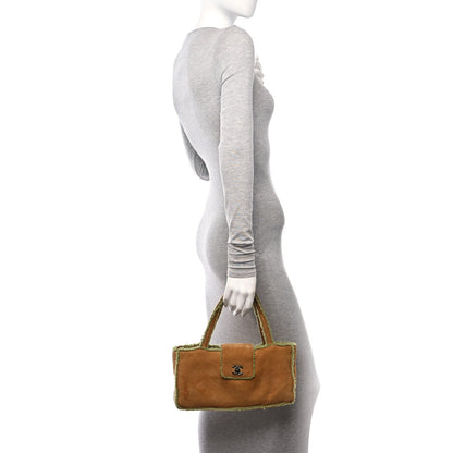Chanel Suede Shearling Shoulder Bag Light Brown 2 of 10