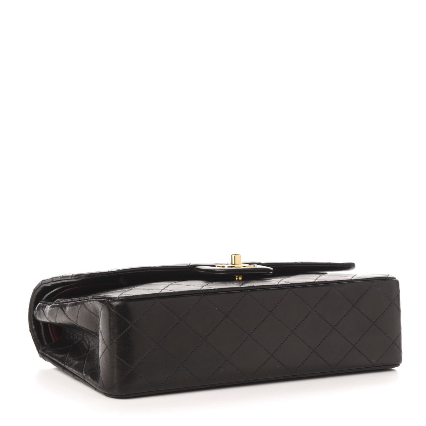 Lambskin Quilted Medium Double Flap Black