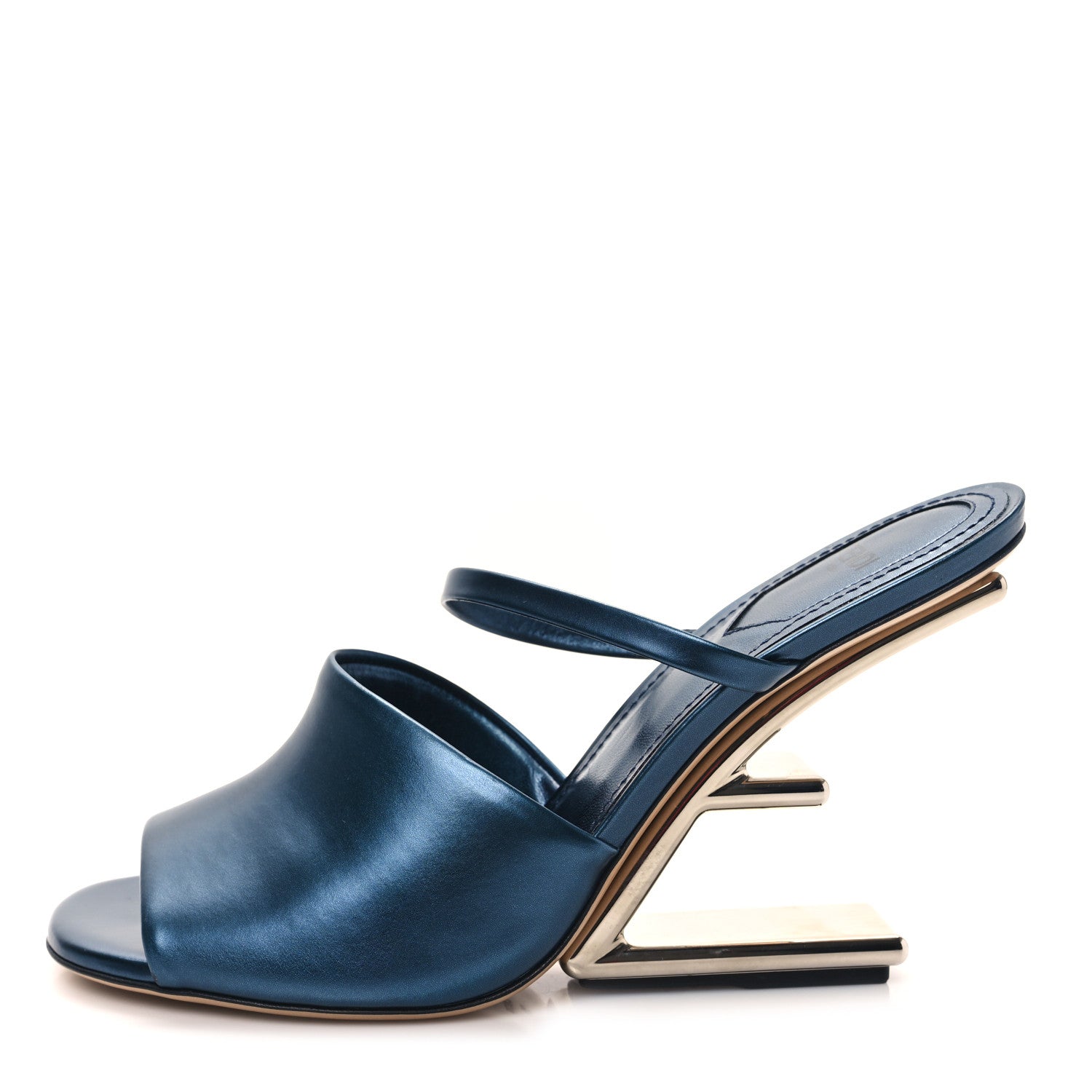 Fendi Metallic Calfskin Fendi First 95mm Slide Sandals 39 Perfect 1 of 8