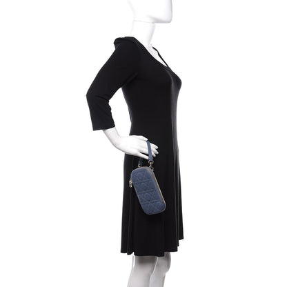 Christian Dior Lambskin Cannage Lady Dior Phone Holder Denim Blue 3 of 11