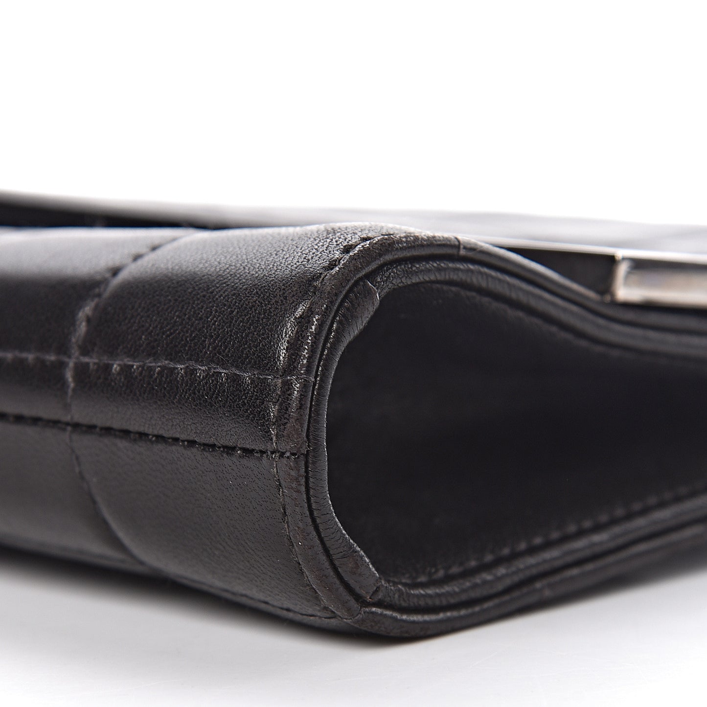 Lambskin Chocolate Bar Chain Clutch Black