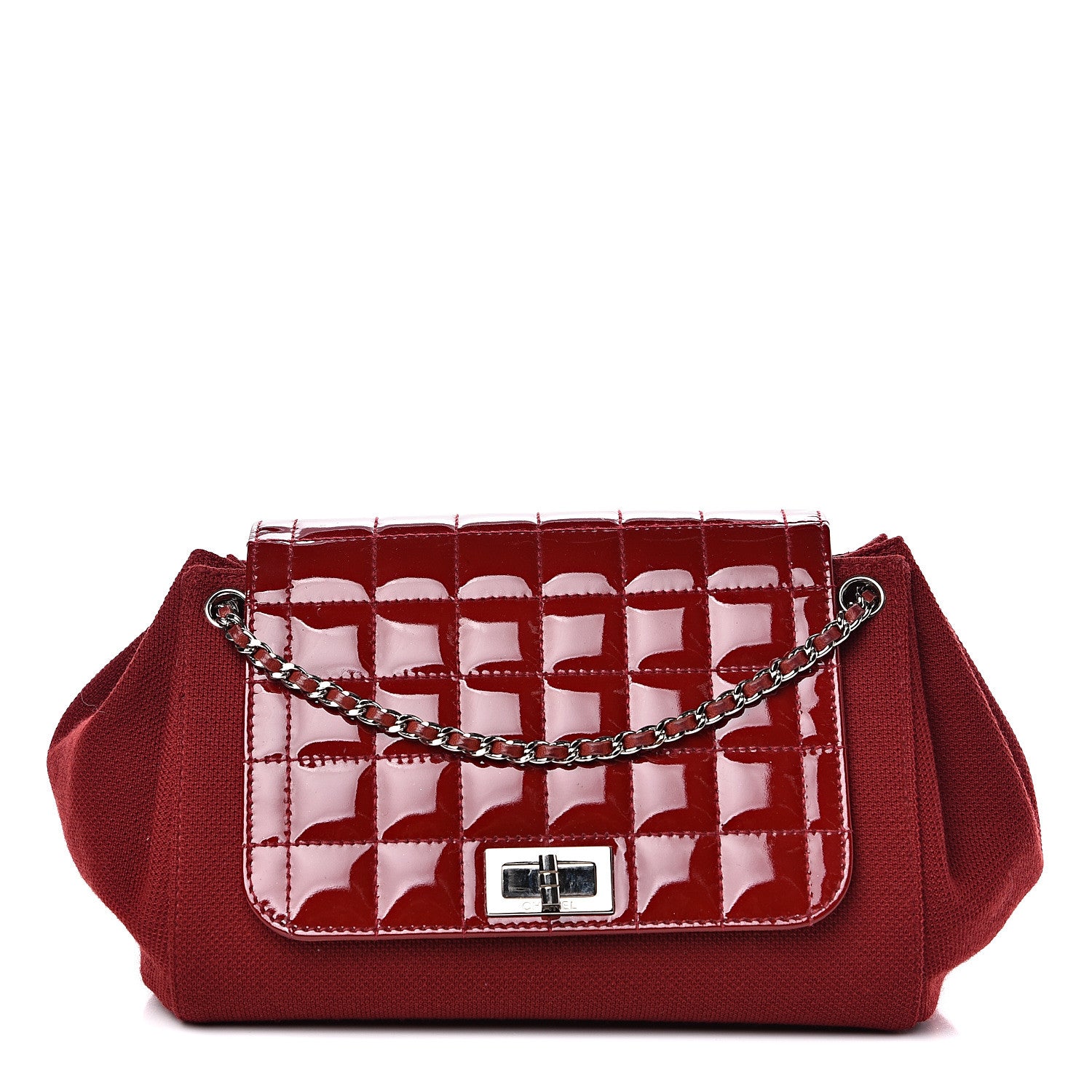 Chanel Toile Patent Chocolate Bar Accordion Mademoiselle Flap 1 of 13