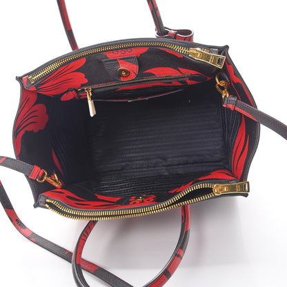 Prada Saffiano Hibiscus Print Twin Pocket Tote Rosso 6 of 8