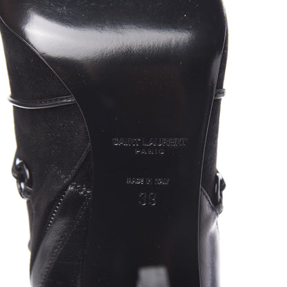 Saint Laurent Calfskin Velvet Lace Up Ankle Boots 39 Black 6 of 9