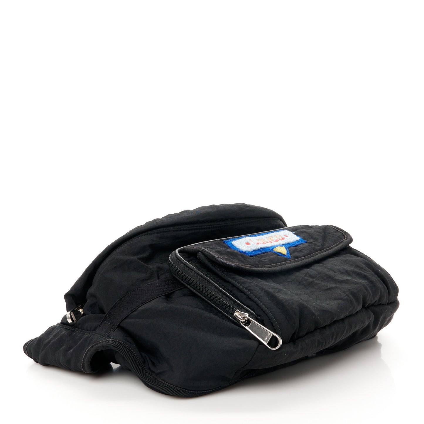 Nylon 80s Logo Patch Belt Bag Black