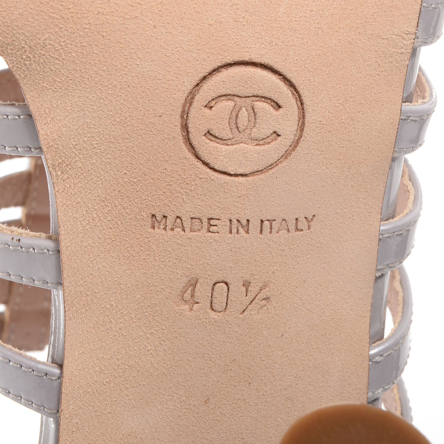 Chanel Patent Cage Peep Toe Heels 40.5 Gris 6 of 7