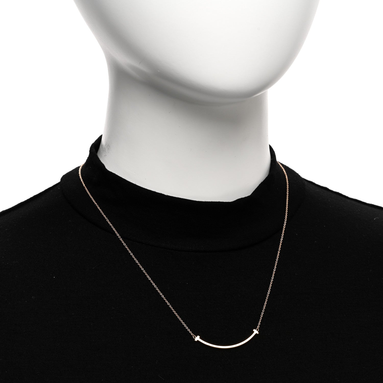 Tiffany 18K Rose Gold Small T Smile Pendant Necklace 2 of 5