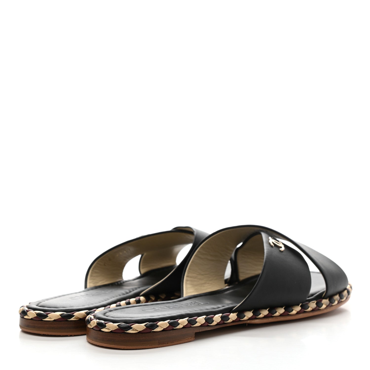 Chanel Lambskin Braided Mule Sandals 40 Black 4 of 11